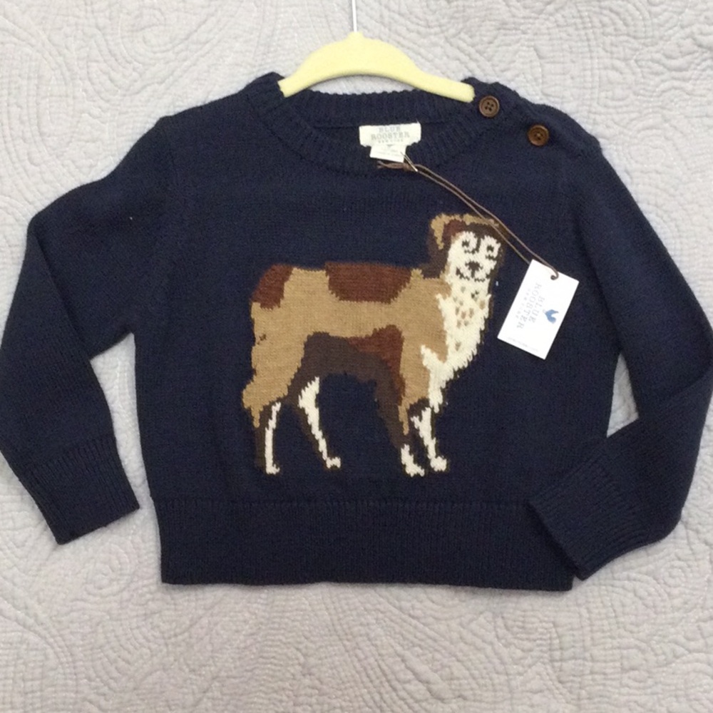 NWT BLUE Rooster Boys Oliver Sweater in Happy Dog